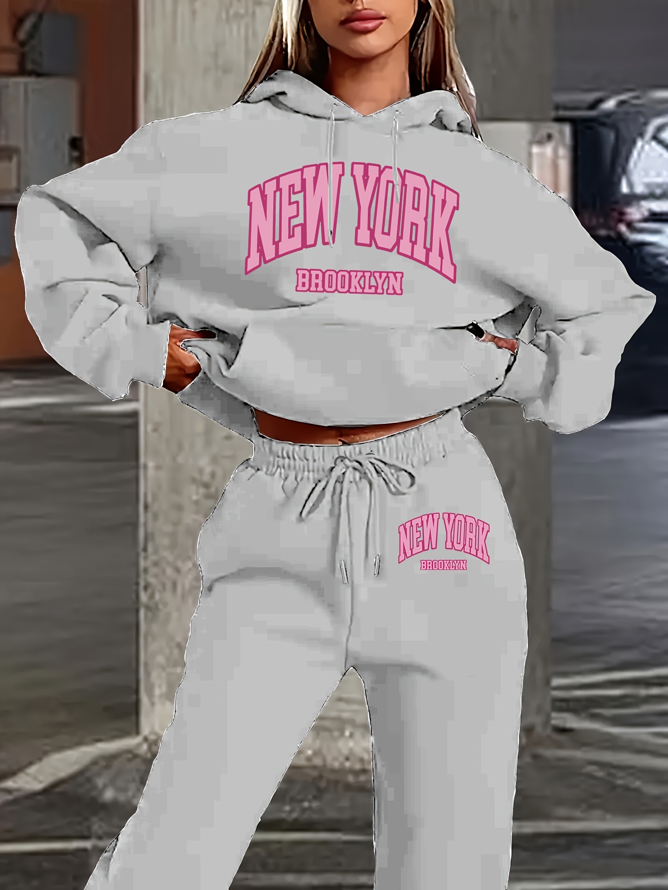 Women 2Pcs Letter Print Outfit - đánh giá và giá Winter Clothing For Women